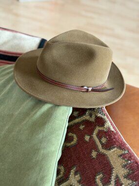 Vintage Paul Stuart 100% Beaver Fur Felt Fedora Hat Made In Italy